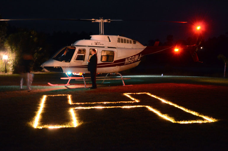 unique wedding exit by helicopter