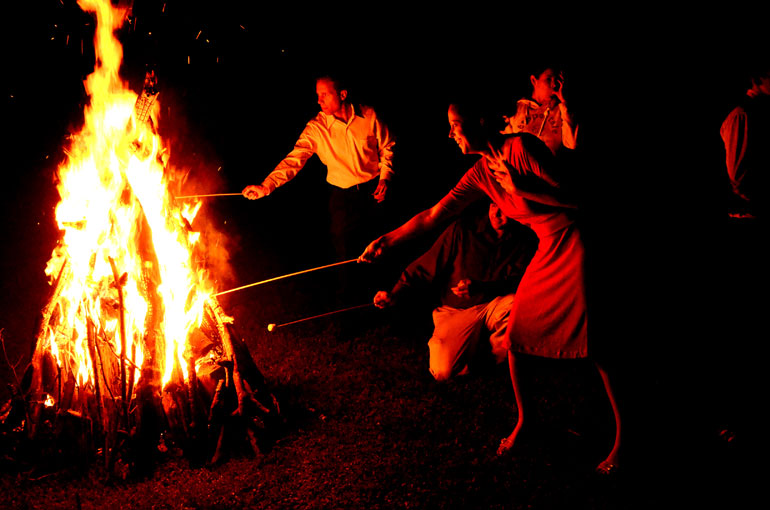 bonfire at a wedding